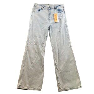 NWT Risen Womens Brenna Jeans Size 2X Wide Leg Blue Denim Casual Classic Travel